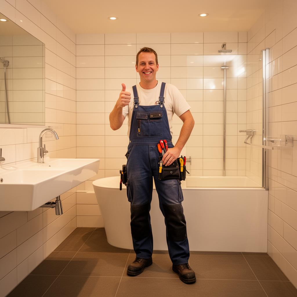 Tevreden vakman na een goed uitgevoerde klus